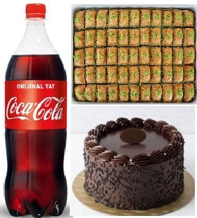 4 ile 5 kiilik ya pasta 1 lt cola 1 kg baklava